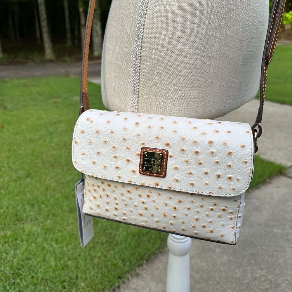 Dooney & Bourke Rena Bone Ostrich Embossed Leather Crossbody BOSTR1297BOKR New